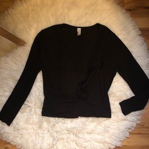 American Apparel Black Wrap Top